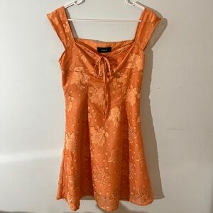 Cider Tangerine Floral Mini Dress